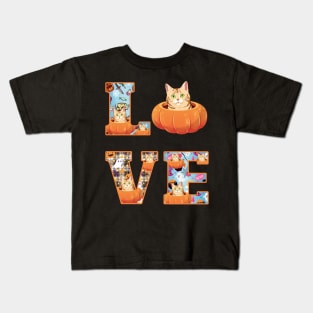 Cute Cat Pumpkin Halloween Costume Kids T-Shirt